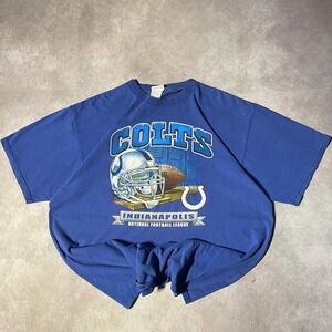 Vintage Indianapolis Colts Football Helmet Graphic NFL Tee Shirt